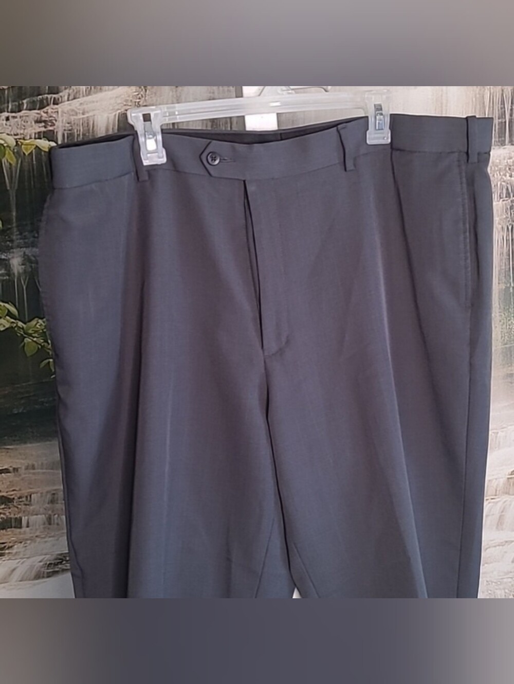 Savane Mens 42 x 30 classic business casual dress slacks pants dark gray